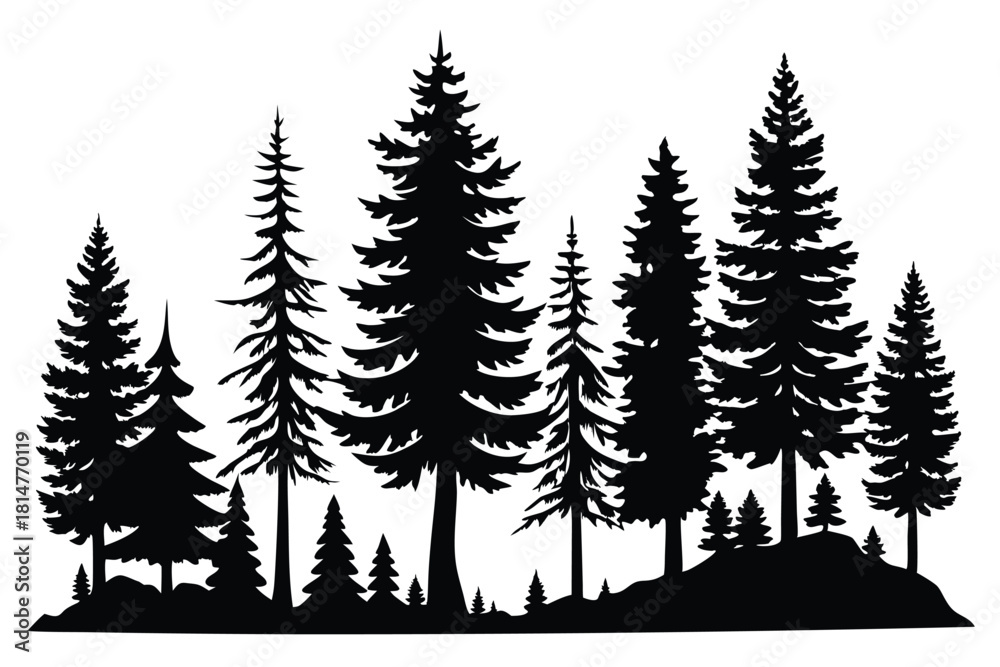 Obraz premium pine tree silhouettes vector