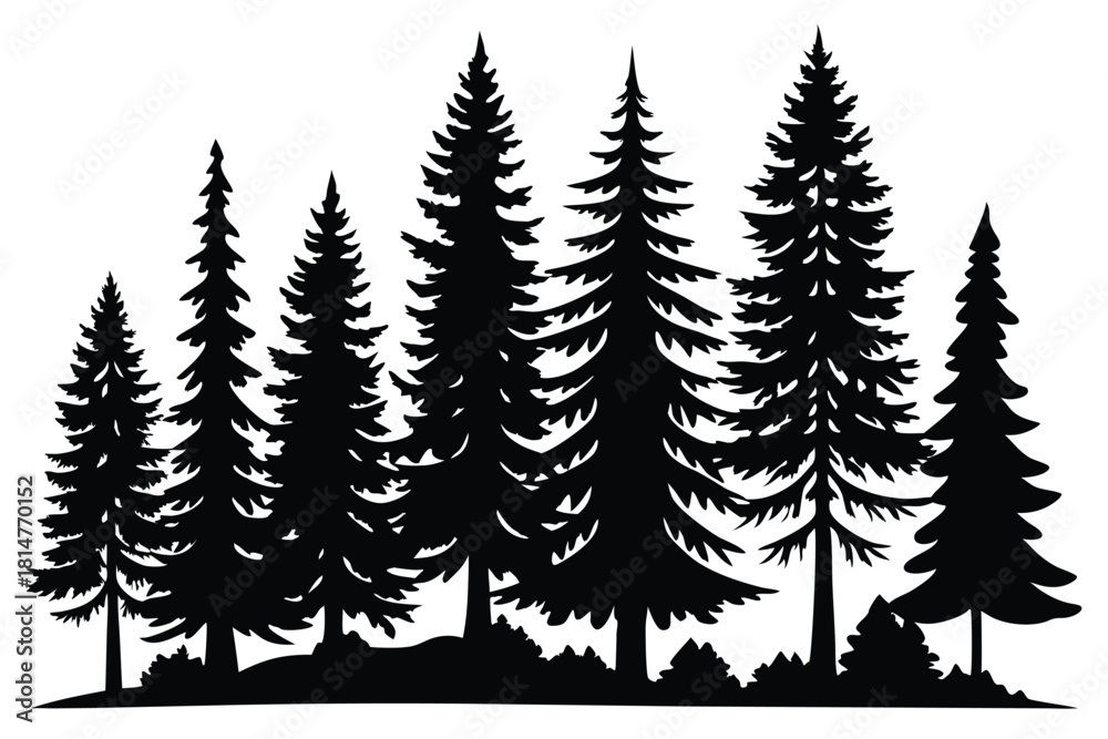 Fototapeta premium pine tree silhouettes vector