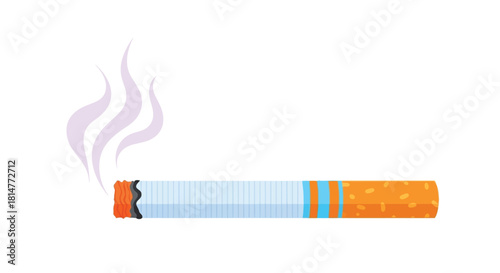 Illustration of a lit cigarette with wisps of smoke rising upwards