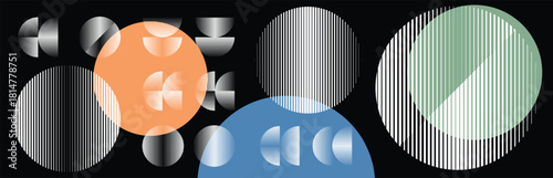 Abstract geometric line shapes set - modern deform semi circles and segmented circles for branding and layout design . Toolkit collection , for modular design projects. Vector pack.
