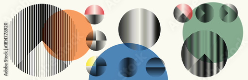 Abstract geometric line shapes set - modern deform semi circles and segmented circles for branding and layout design . Toolkit collection , for modular design projects. Vector pack.
