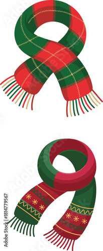vector illustration of christmas winter scarf on white background