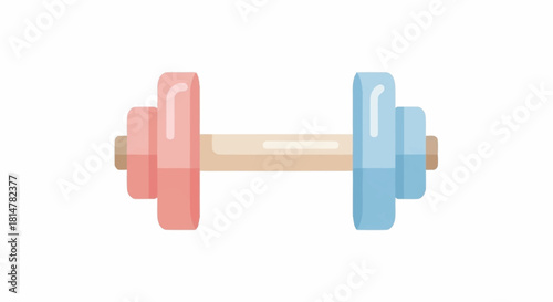 Colorful Dumbbell Illustration Pink and Blue Weights for Fitness and Exercise, Isolated Design