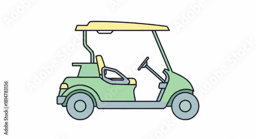 A clean and modern line art icon of a golf cart, a transportation symbol for club and leisure activities on a golf course