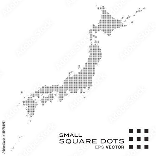Japan map with small square dots. Vector illustration.