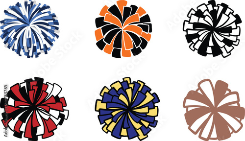 Vibrant Cheerleading Pom-Poms Assorted Color Combinations for Team Spirit