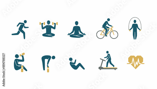 Sports Training and Healthy Lifestyle Icons