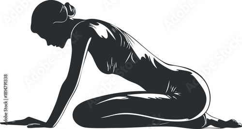 Elegant silhouette vector illustration of a woman in a yoga pose, suitable for health and wellness projects.