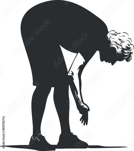 Silhouette vector illustration of a woman stretching her body, highlighting fitness and wellness themes for health-related projects.