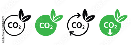 Embrace sustainability with CO2 reduction icons representing eco-friendly practices and environmental responsibility for a greener planet