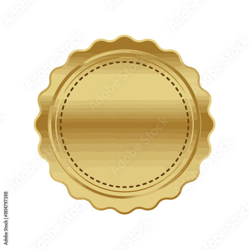 Blank golden metallic scalloped seal with dotted border design