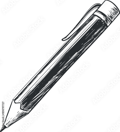 Hand-drawn sketch style vector illustration of a classic pencil, ideal for educational and artistic design projects