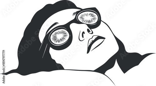 Stylish minimalist vector illustration of a woman relaxing in sunglasses, ideal for summer and wellness themes.