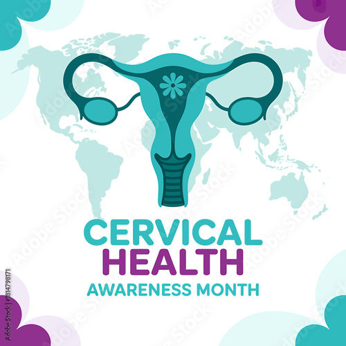Global cervical health awareness month and female anatomy diagram