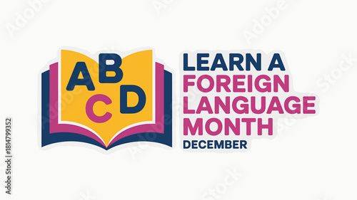 Learn a foreign language month december educational book concept