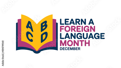 Learn a foreign language month december educational illustration