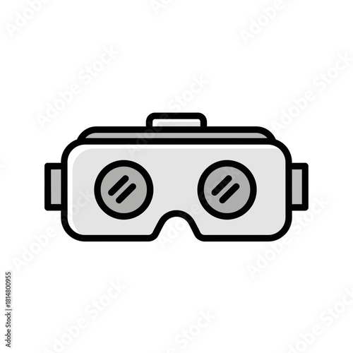 Simple line art icon of a virtual reality headset for gaming and immersive technology, isolated on transparent background