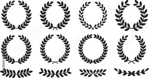 Black wreaths composed of laurel branches represent a classic symbol of victory and honor