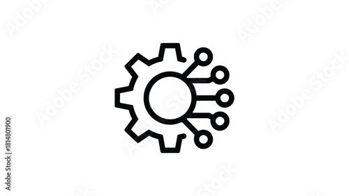 Digital Gear Settings Cogwheel Data Points Technical Icon Vector illustration