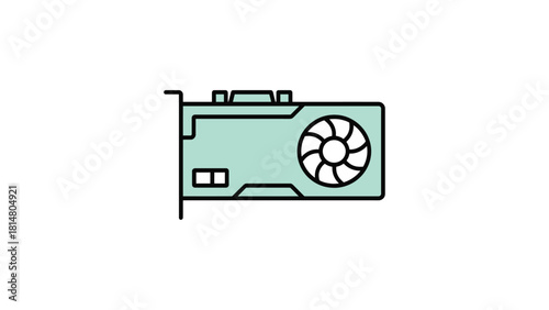Mint Green Gaming GPU Video Graphics Card Technology Icon Vector illustration
