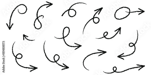 Hand drawn Arrows Set Doodle Arrow Collection Sketch Direction Signs Grunge Arrows Black Ink Vector Graphics Navigation