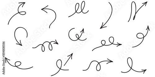 Hand Drawn Arrow Set Navigation Direction Vector Arrows Creative Curves Design Elements Doodle Style Sketch Arrows for