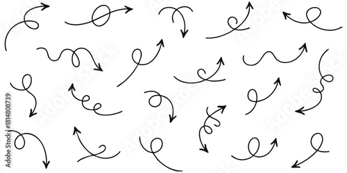 Hand Drawn Arrows Set Vector Illustration with Directional Cues Graphic Design Navigation Icons Sketchy Style Flow Curve