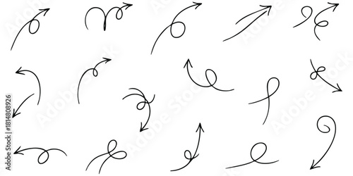 Doodle Arrows Hand Drawn Directional Elements Sketchy Navigation Vector Pack Creative Line Art Illustrations UI Design