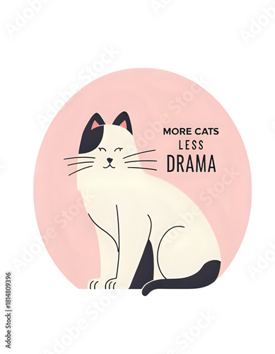 More Cats Less Drama – Minimalist Cute Cat Tee
