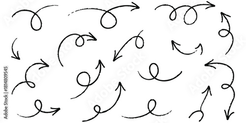 Sketchy Arrows Clipart Set Directional Elements Hand Drawn Style Navigation Icons Arrow Designs Grunge Look UI Elements