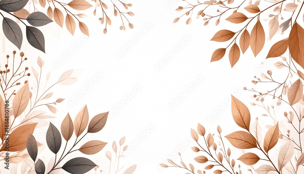 Obraz premium An elegant and artistic frame of autumn leaves and branches with a watercolor effect, creating a beautiful botanical background for invitations or seasonal greetings