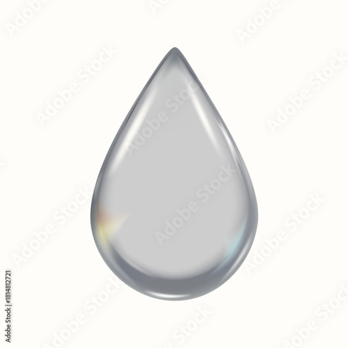 3d glass liquid abstract, fluid shape with holographic effect isolated on white background. Render of transparent glass