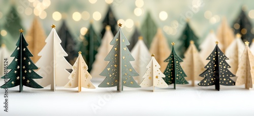 Colorful Paper Trees Create a Festive Atmosphere During Holiday Season