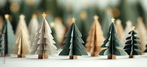 Colorful Paper Trees Create a Festive Atmosphere During Holiday Season