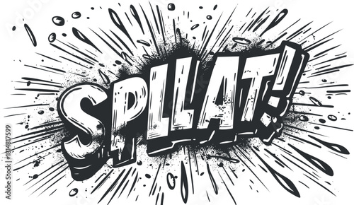 Bold comic-style vector illustration featuring the dynamic word 'SPLLAT!' with explosive effects for creative projects
