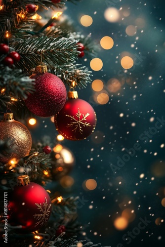 Beautiful Christmas Tree Decorations With Shimmering Lights and Ornaments in ...