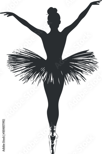 Elegant silhouette vector illustration of a ballet dancer in a tutu, ideal for dance-related design projects