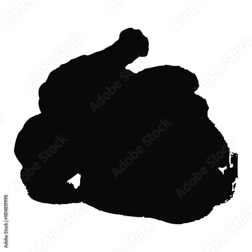 Silhouette of a whole cooked chicken on a white background Keywords: chicken, silhouette, cooked, food, poultry