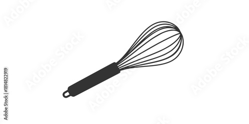 Black Vector Silhouette of Classic Kitchen Whisk - Cooking & Baking Tool
