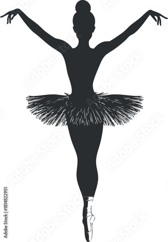 Elegant silhouette vector illustration of a ballet dancer in a tutu, perfect for dance-themed projects and artwork