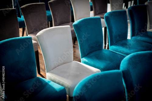 Obraz na plátně Chairs for sitting in conference room white and