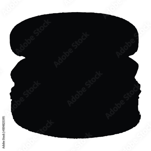Black Silhouette of a Hamburger Bun on White Background bread food