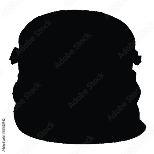 Black Silhouette Of A Detailed Hamburger With Bun And Fillings On White Background