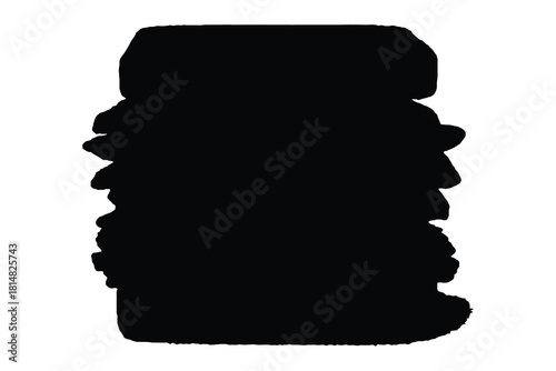 Black ink silhouette of stacked pancakes on white background abstract artistic