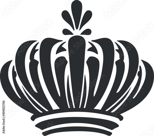 Elegant black and white vector illustration of a crown symbol for royal themes and luxury branding