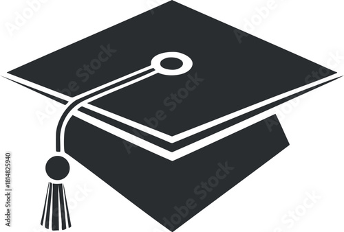 Modern flat design vector illustration of a graduation cap symbol representing educational achievement and success