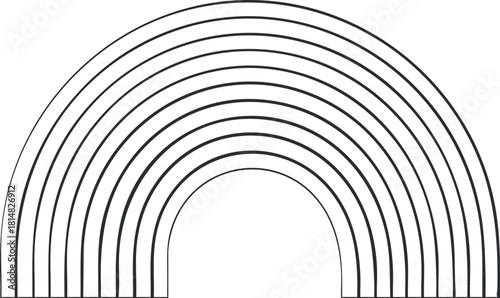 Geometric outline vector illustration of a multi-layered rainbow design for decorative and branding projects