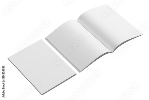 A4 Magazine Mockup White Blank 3D Rendering Transparent Background Mockup PNG