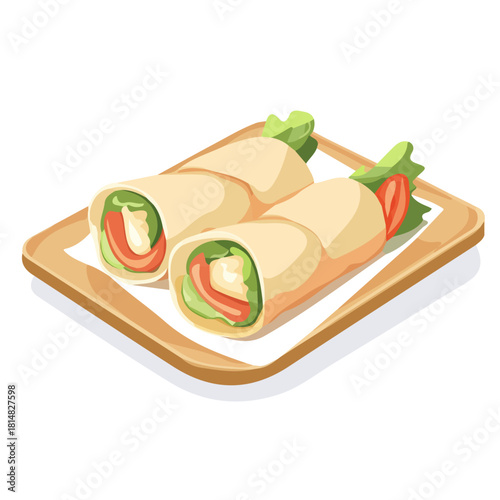Minimal 2D vector illustration of Peking Duck Rolls in flat icon style on a plain white background.