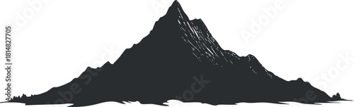 Stylized silhouette vector illustration of a mountain peak, perfect for outdoor adventure and nature-themed designs.
